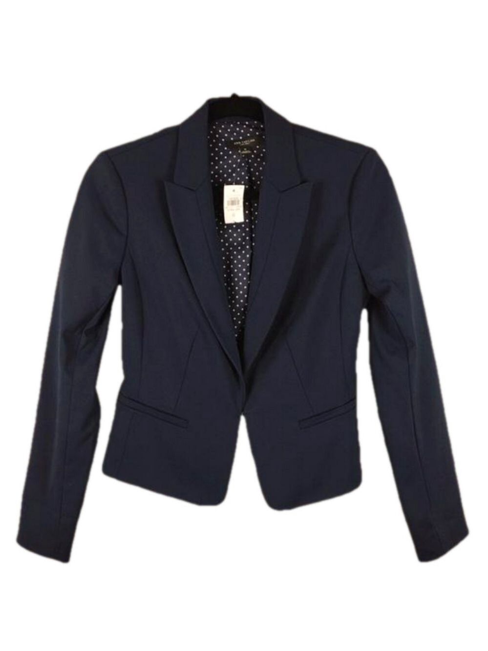 Ann Taylor Blue One Notched Collar Hook Front Long Sleeve Peplum Blazer Jacket